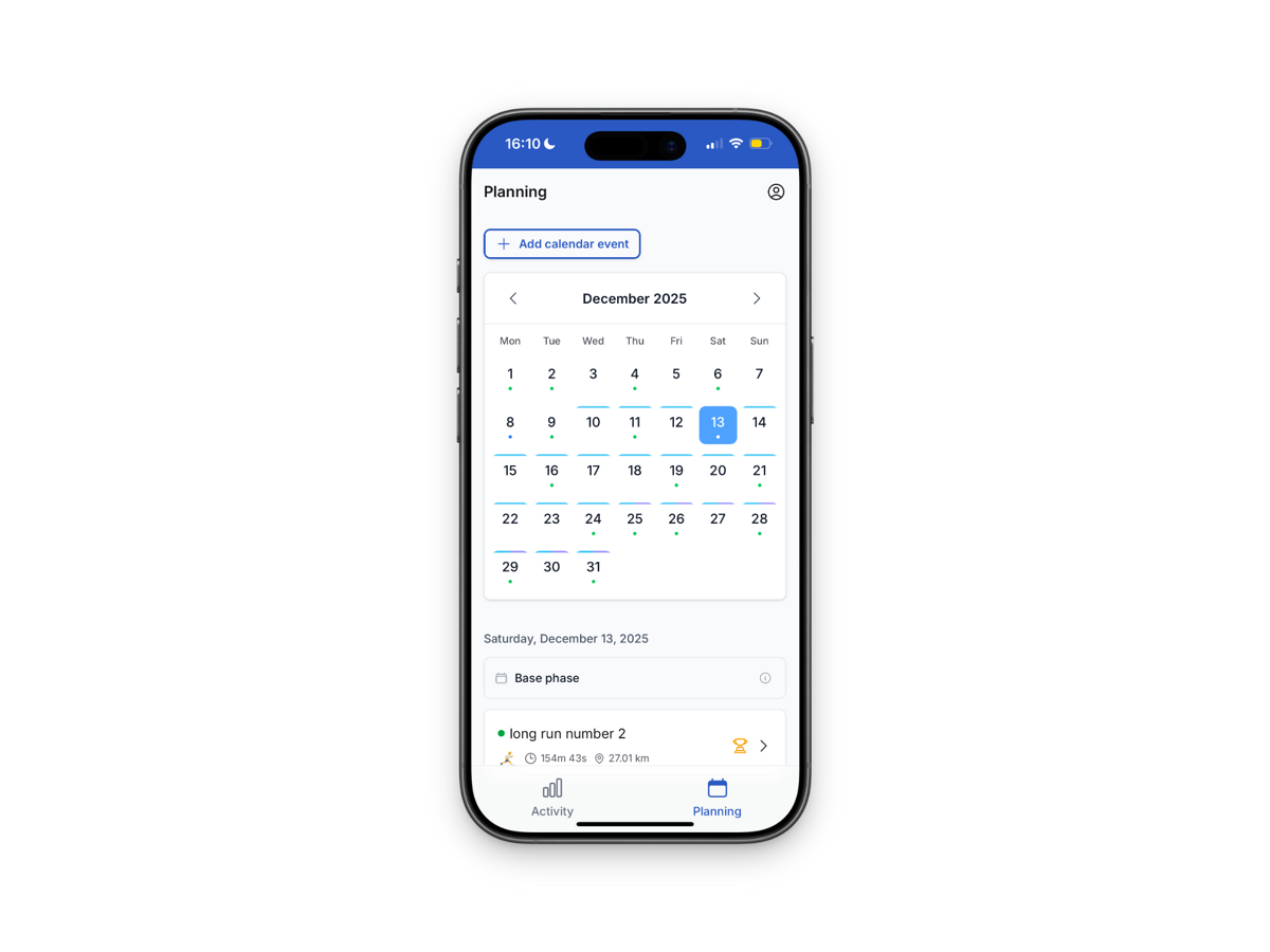 Planning section mockup